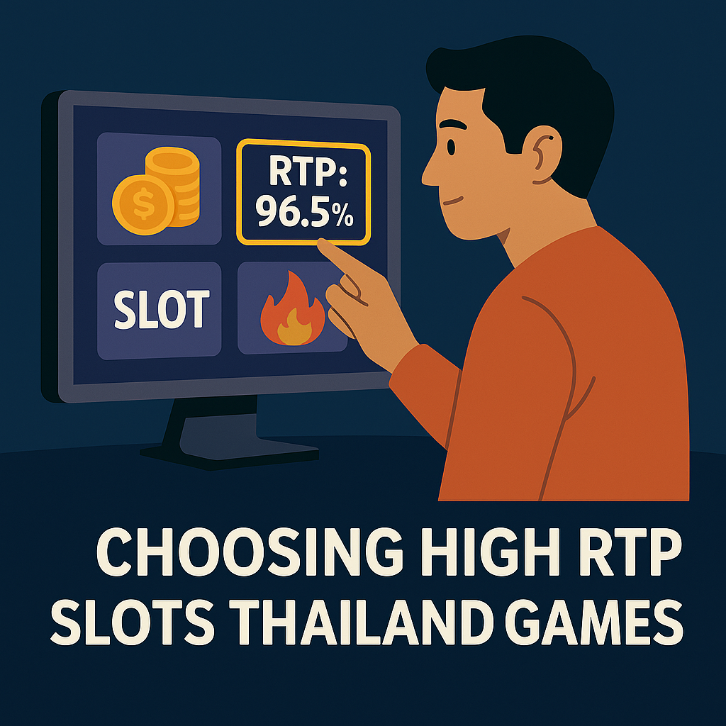 thai player selecting a high RTP game from an online slots Thailand casino platform.